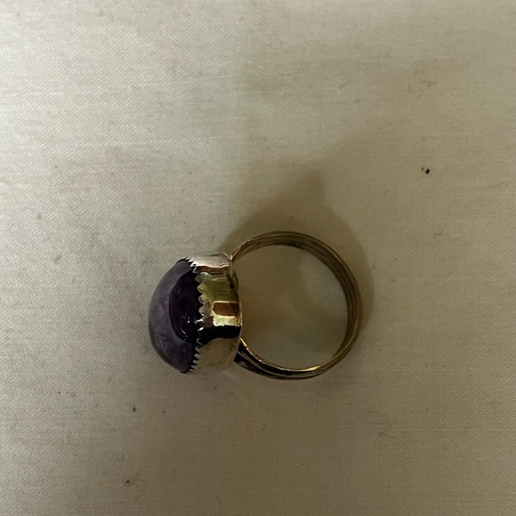 Navajo Charoite and Sterling Artist Marked  PP Ring Sz 5.5 EUC - Picture 6 of 11
